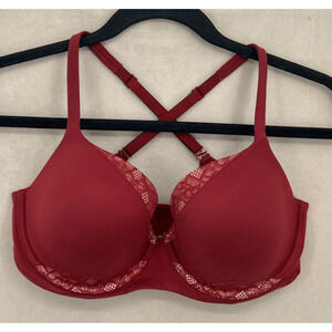 Victoria Secret Bra Size 34DD Red Lined Demi Lace Trim Body By Body by Victoria